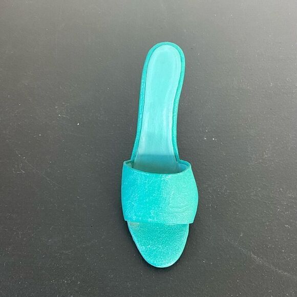Vtg Just the Right Shoe Teal Pump Geometrika Heel Magnetic Raine Willitts #25029 - Picture 4 of 6